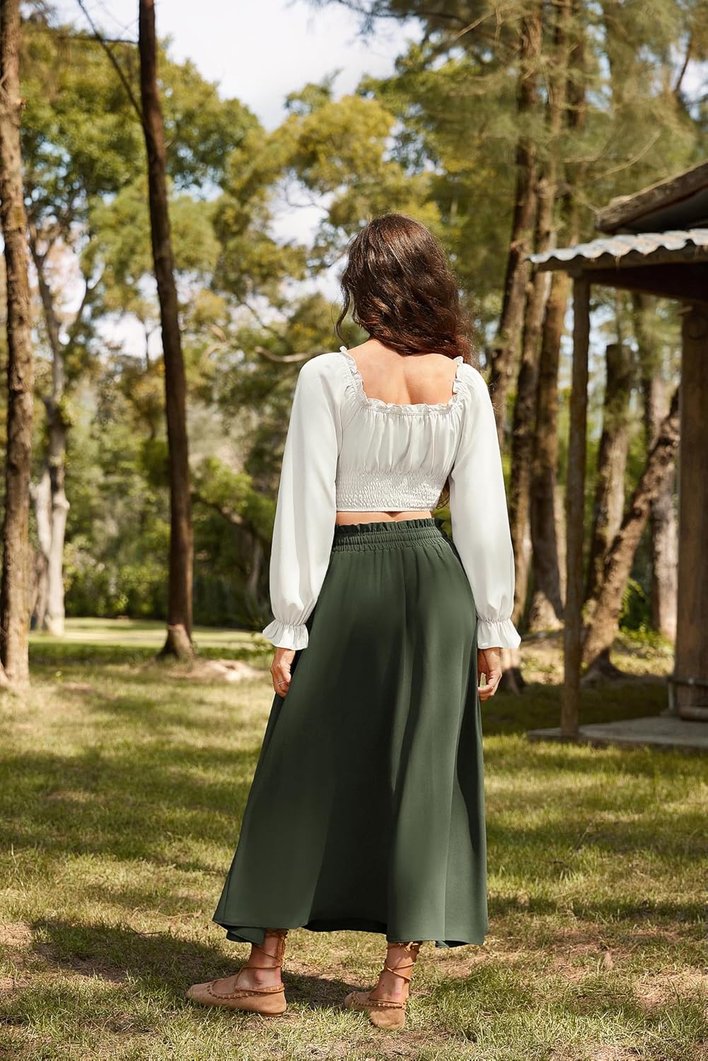 Scarlet Darkness Vintage Corset Tops for Women Renaissance Blouse Off Shoulder Long Sleeve Top - Image 5