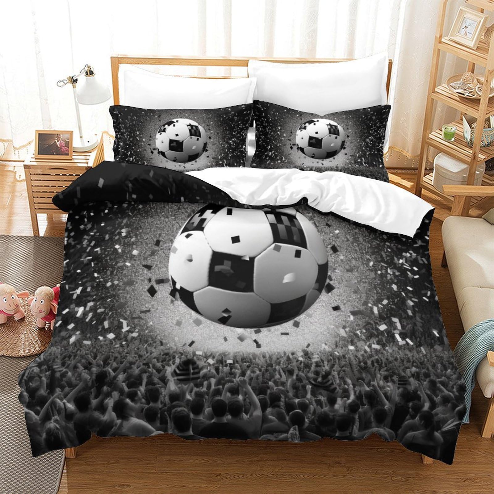 Football housse de couette 260x220 parure microfibre douce pour lit super king