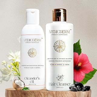 VEDICDERM Oleander's Oil and Bamboo Charcoal Shampoo Duo for Psoriasis, Eczema, Skin and Scalp Relief, 200g Each Price In India