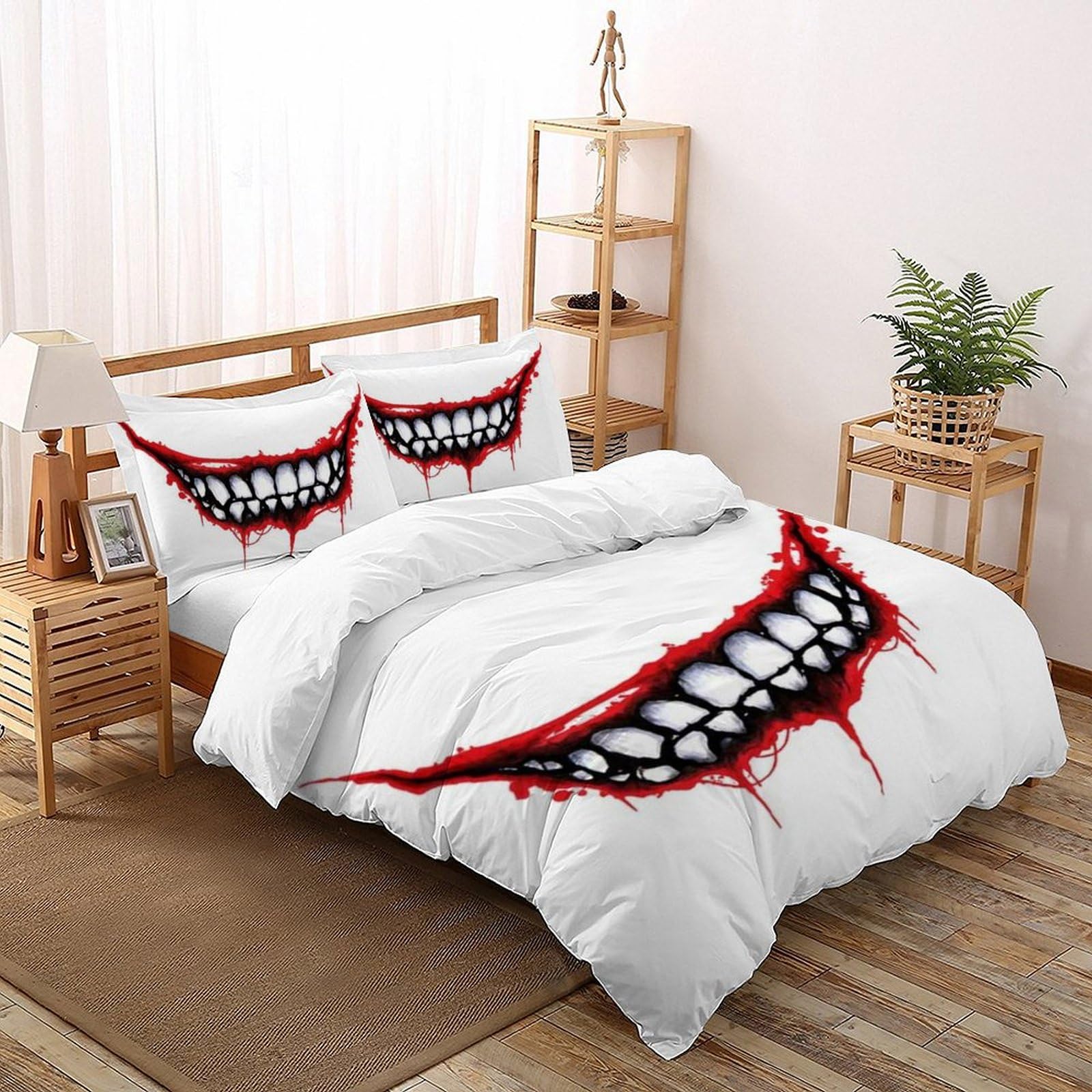 Housse de couette Le Diable 200x200cm avec parure de lit 3D graffiti et taies d'oreiller adulte