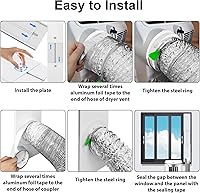 Vista 9 de Kit de ventilación para ventana de secadora Estoder para conductos de 4 pulgadas, kit de ventilación para ventana de secadora 17-61" ajustable