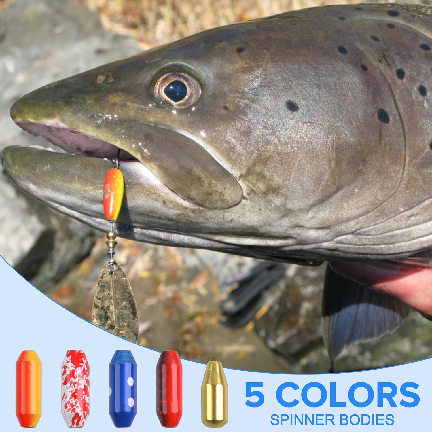 Fishing Spinner Lure Bodies Kit, Painted Brass Lure Bodies for Spinner Making Lure Weights Assortment Inline Spinnerbaits Fishing Lure Making Supplies