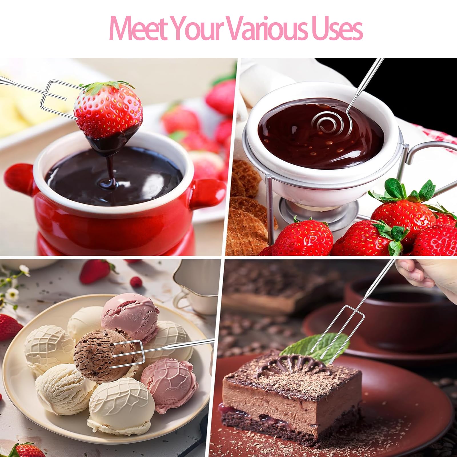 10 Piezas Tenedores de Chocolate Tenedores de InmersióN de Chocolate Tenedor de Chocolate DIY Hornear Horquilla de Chocolate Acero para Caker Candy Chocolate Fondue Tenedor de Frutas
