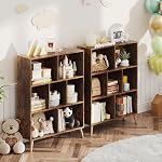 COTUBLR 7 Cube Bookcase, 3 Tier Open Bookcase for Living Room, 31 inch Small Bookshelf with Wooden Leg, Toy Storage Organizer, Floor Standing Display Cabinet Rack for Bedroom, Nursery, Office