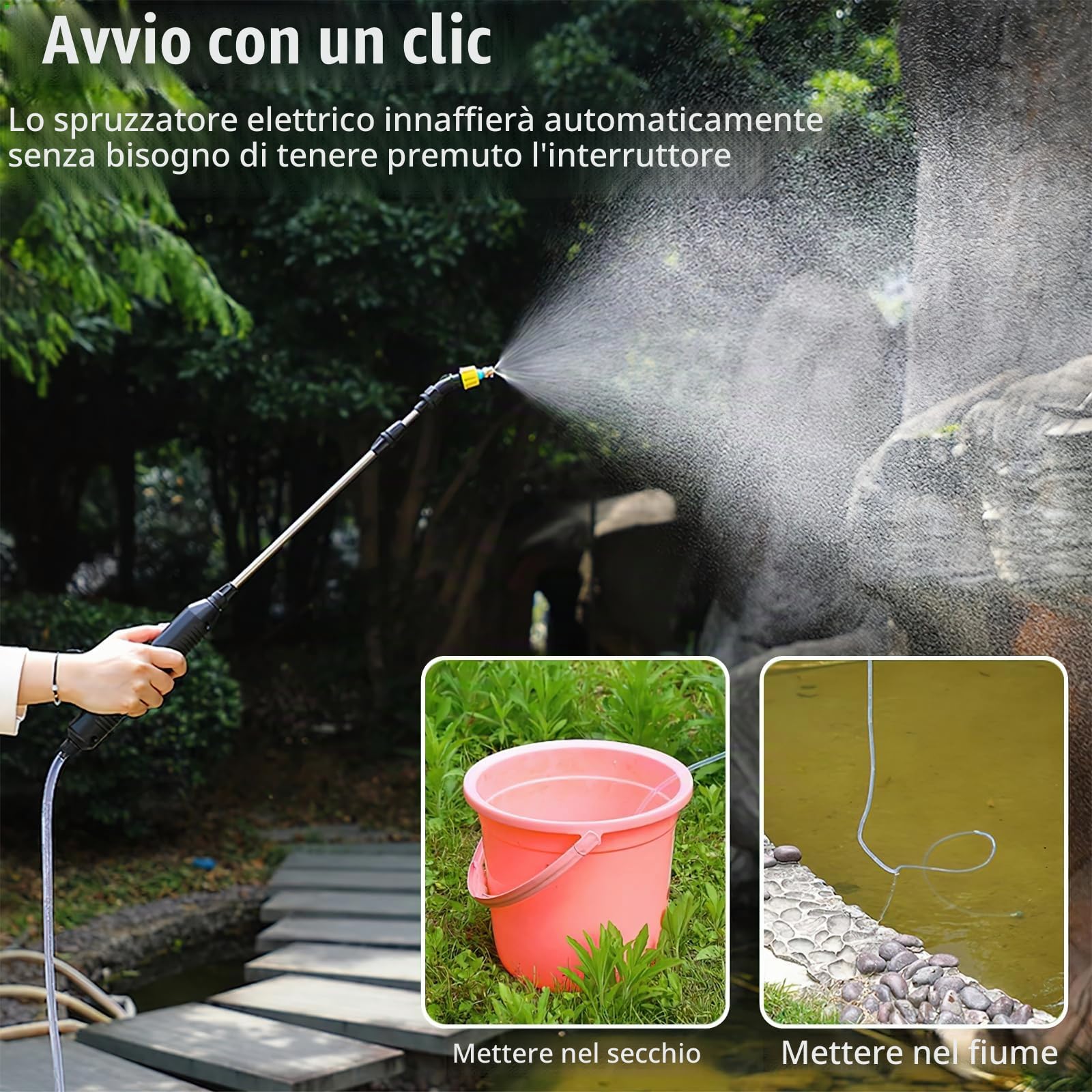 Pompa Irroratrice a Batteria da 8L Spruzzatore Elettrico 3 ugelli per nebbia, Spruzzatore Portatile USB ricaricabile per piante da giardino, spruzzatore da giardino con tracolla regolabile