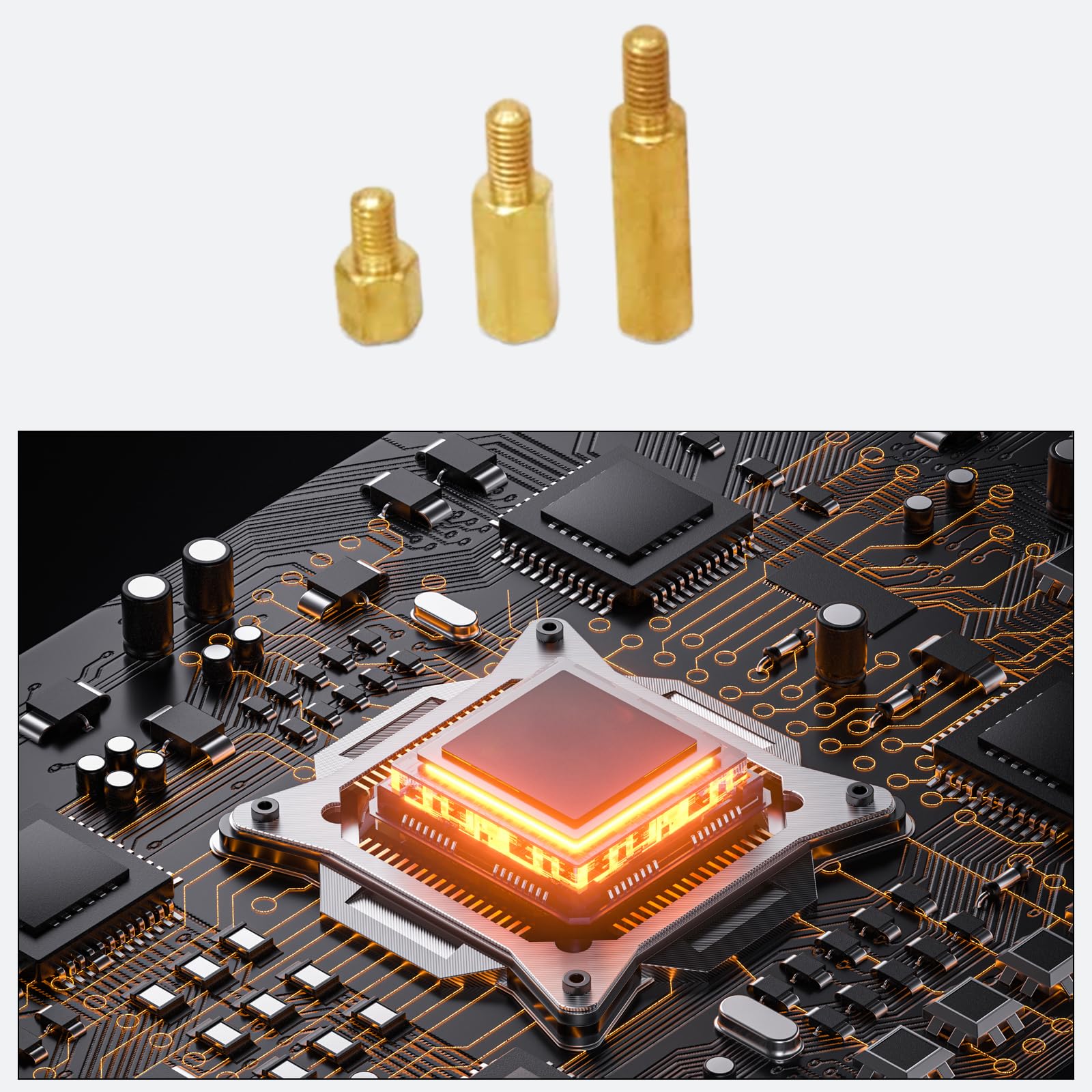 300 separadores de latón para placa base, tornillos, tuerca de manguito, M3, surtido de espaciadores para placa base PCB, hexagonal, macho y hembra