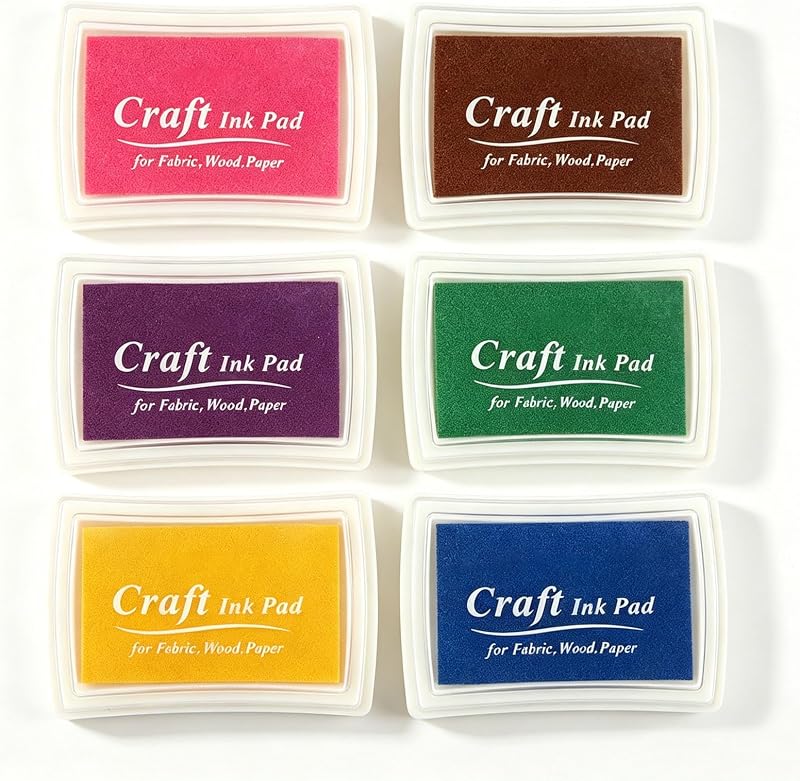 6 Pcs Craft Ink Pads Set, Washable Stamp Pads for Kids | 6 Washable Ink Pads Set. Suitable for Rubber Stamps, Paper, Wood, Fabric, and Scrapbooking. Great for Kids and DIY Lovers.