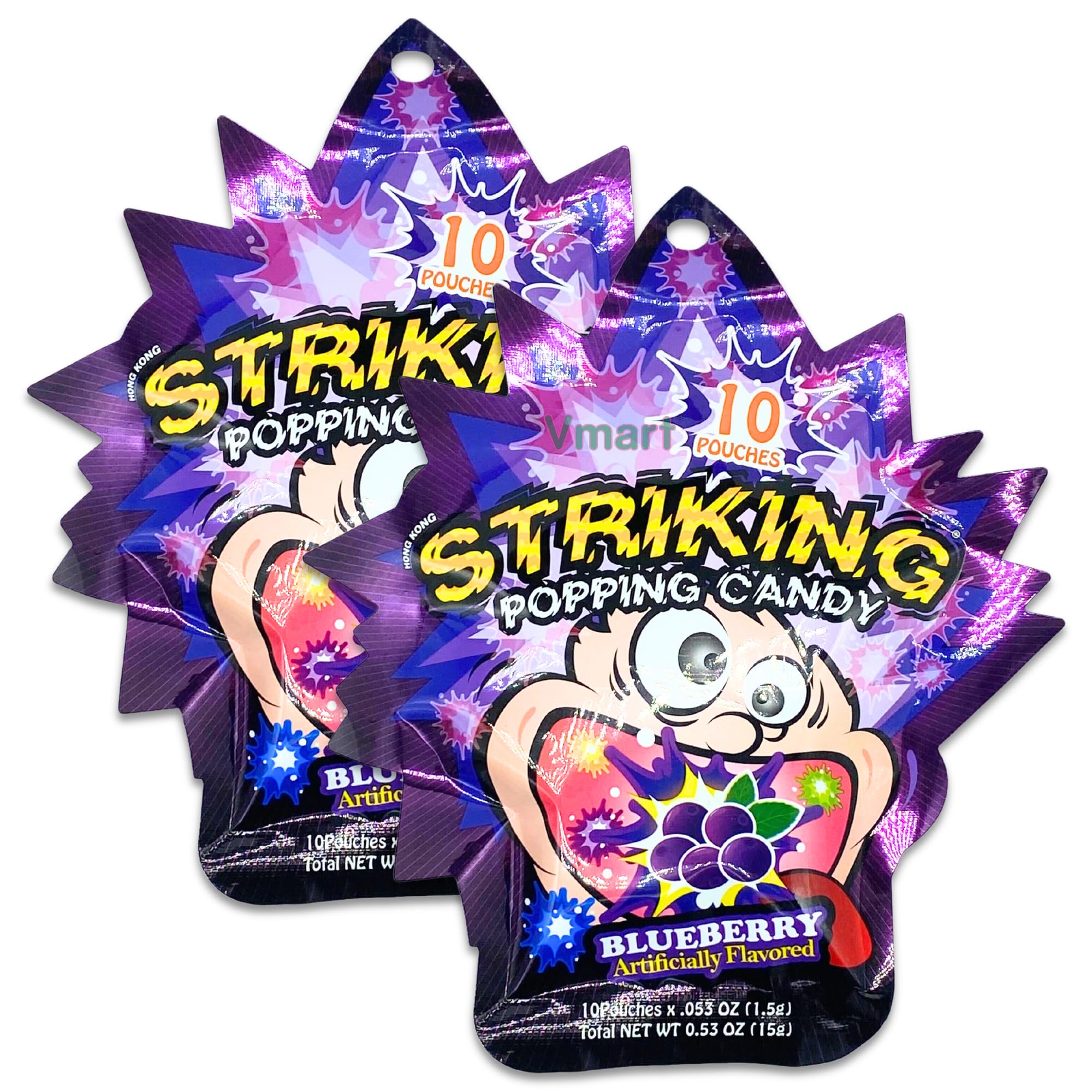 Vmart Striking Popping Sweet Candy Strip Blueberry Flavour 15g (Pack of 2)