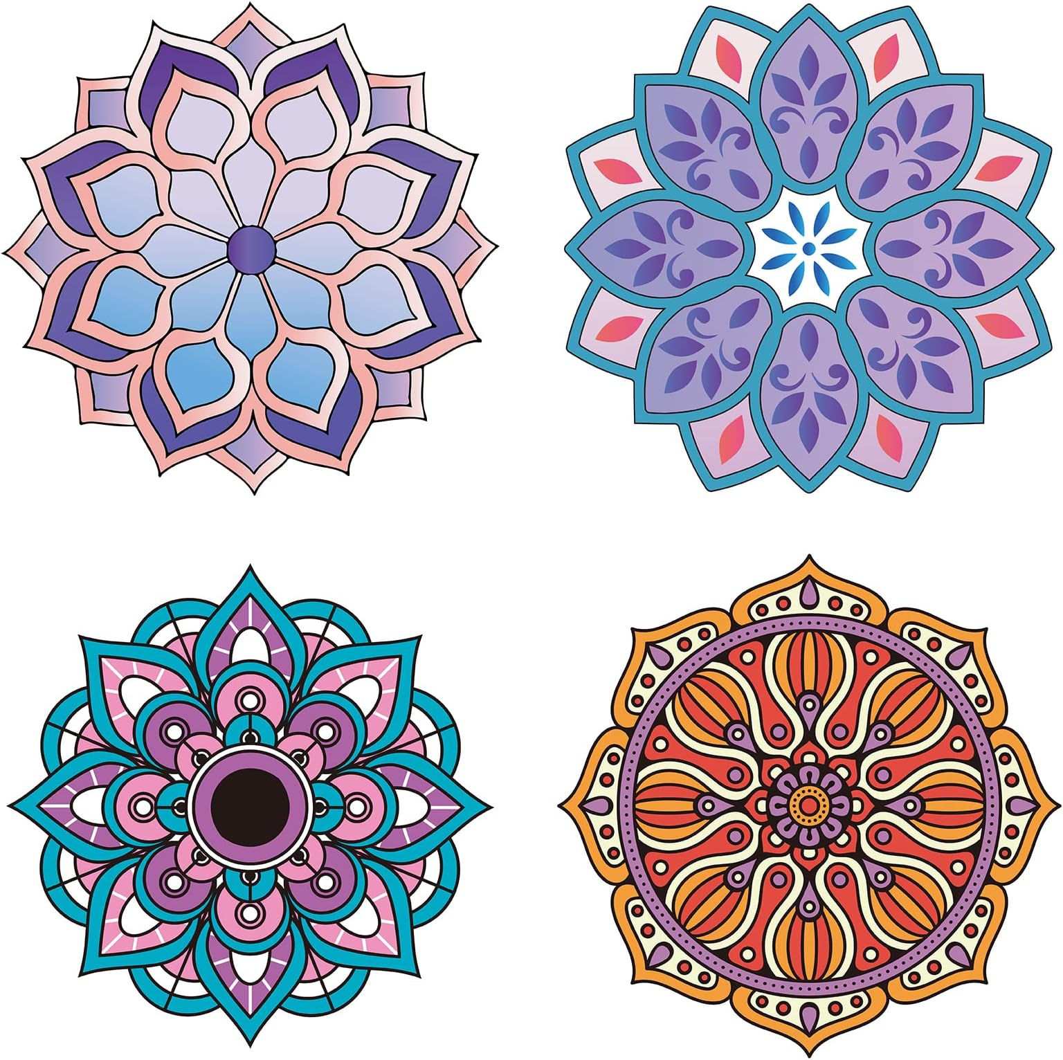 GORGECRAFT 8PCS 6.3 Inch Mandala Window Decals Static Flower of Life Glass Sliding Door Sticker Clings Waterproof Vinyl Film Spring Bedroom Bathroom Decals for Prevent Birds Dogs Pets Strikes