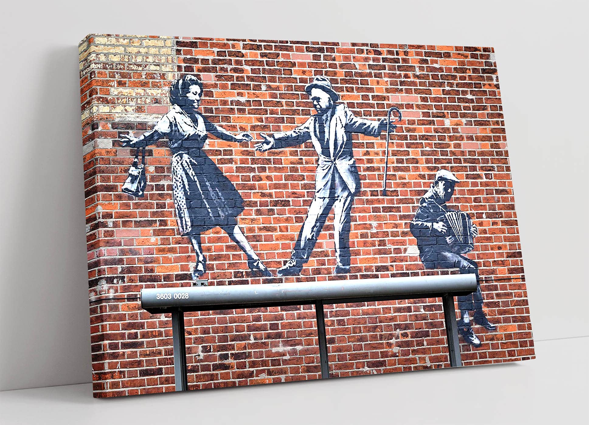 Canvasartshop - Banksy Spraycation Bus Stop Dancers- Canvas Wall Art Picture Print (45X30)