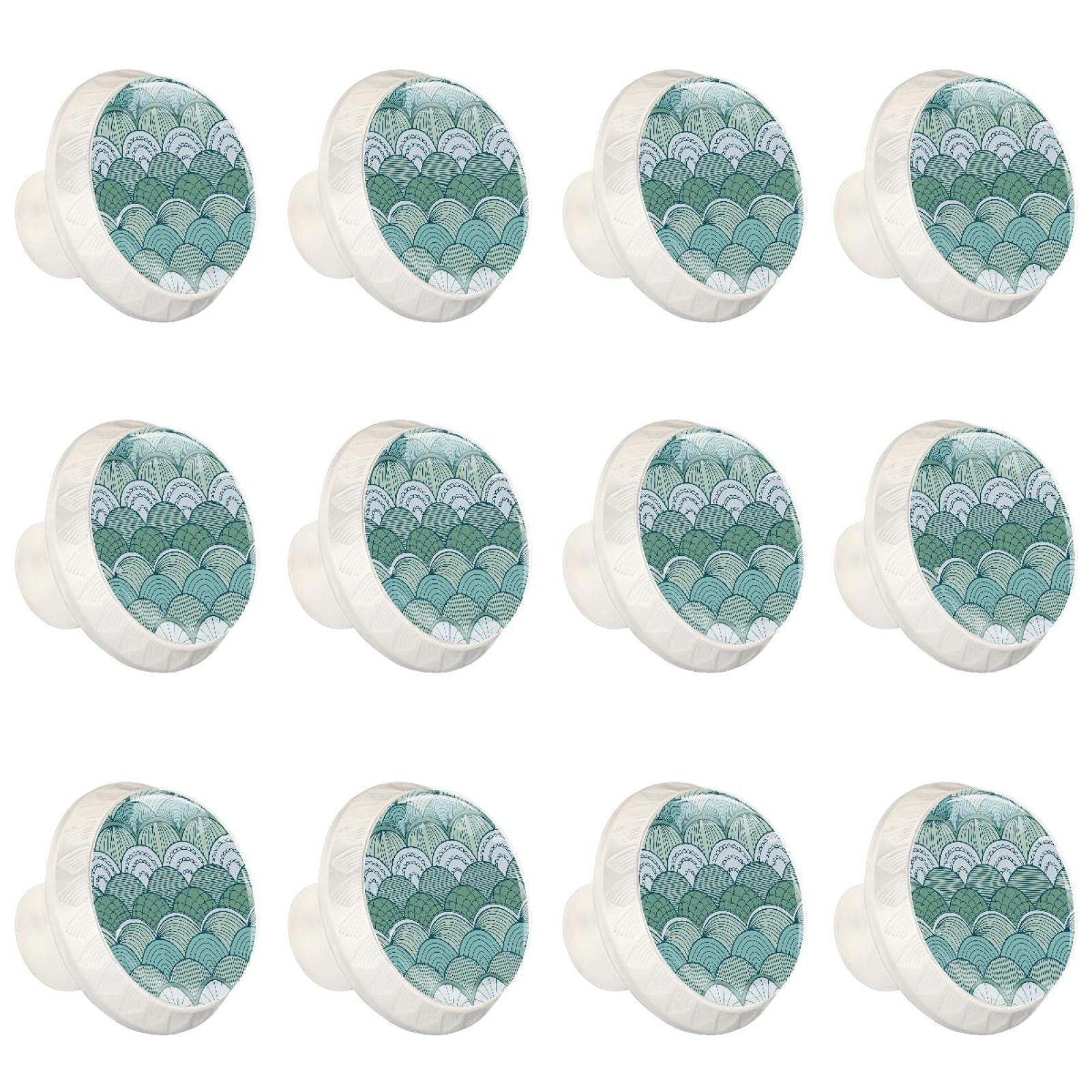 Boutons ronds vintage vert échelle pour armoires de cuisine et tiroirs (Lot de 12)