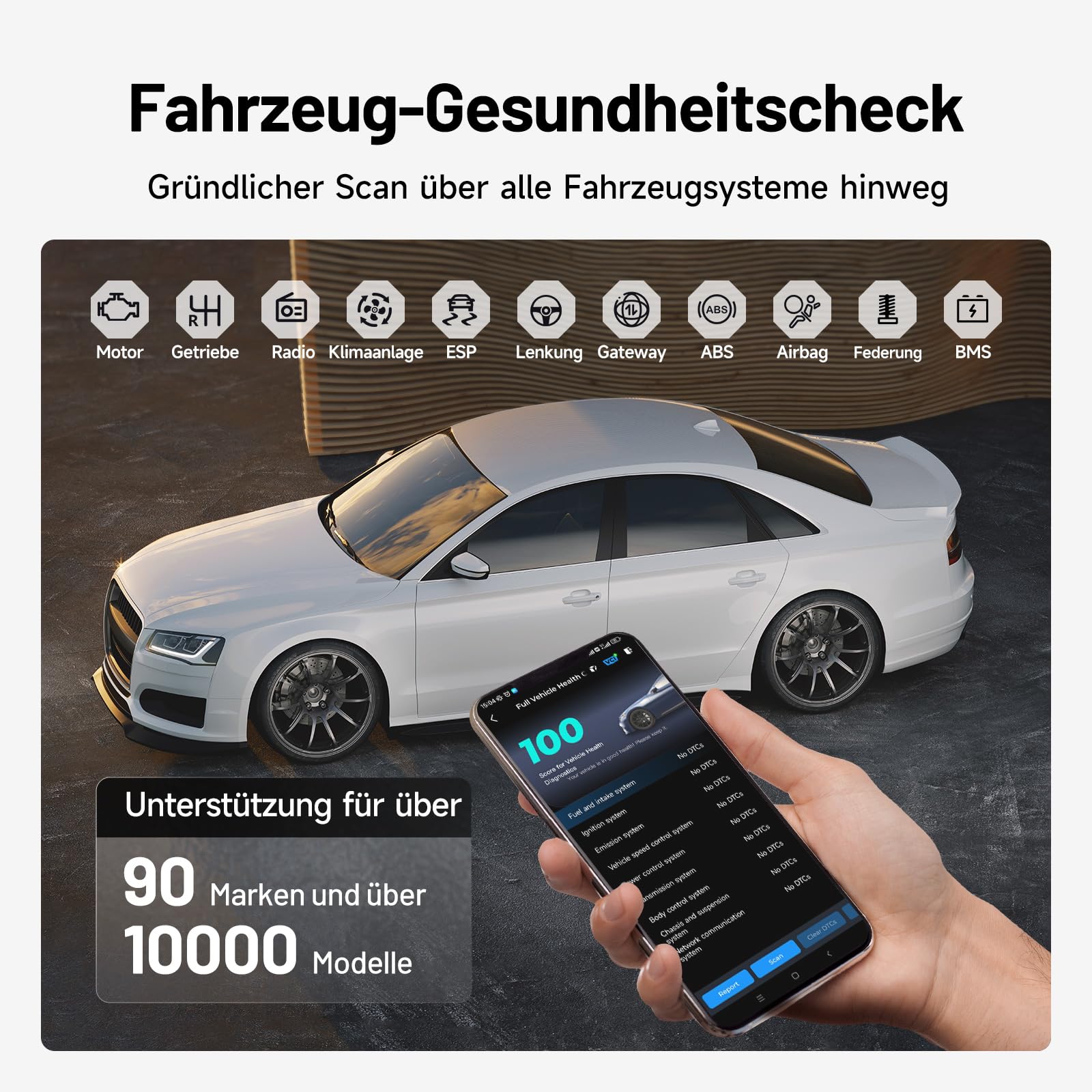 TOPDON Carpal-A OBD2 Diagnosegerät für Alle Fahrzeuge, Bluetooth obdii Diagnosewerkzeug All System, 6 Dienste Zurücksetzen, AutoVIN, Smog-Check, Reparatur-Leitfaden, Motor-Inspektion