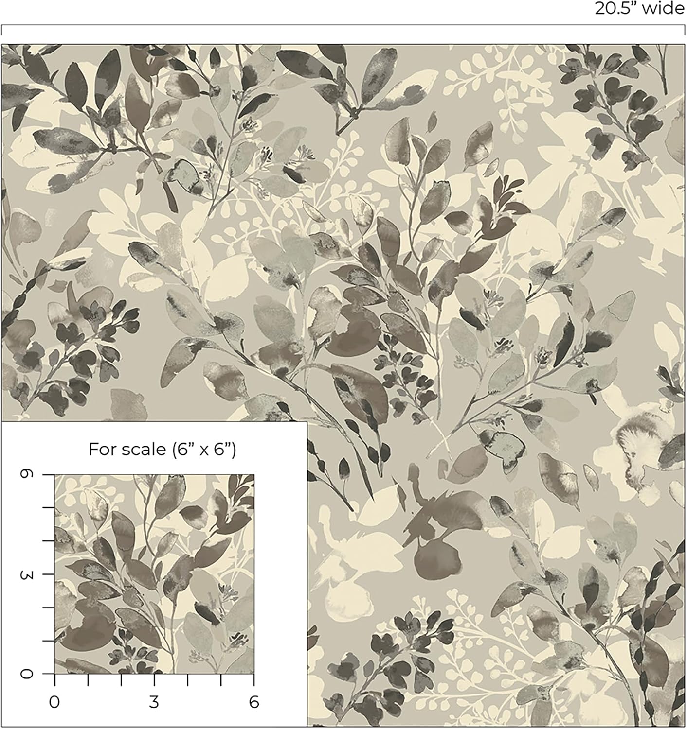 Surface Style Willow Wood Botanical Peel and Stick Wallpaper, (Grey Mist)
