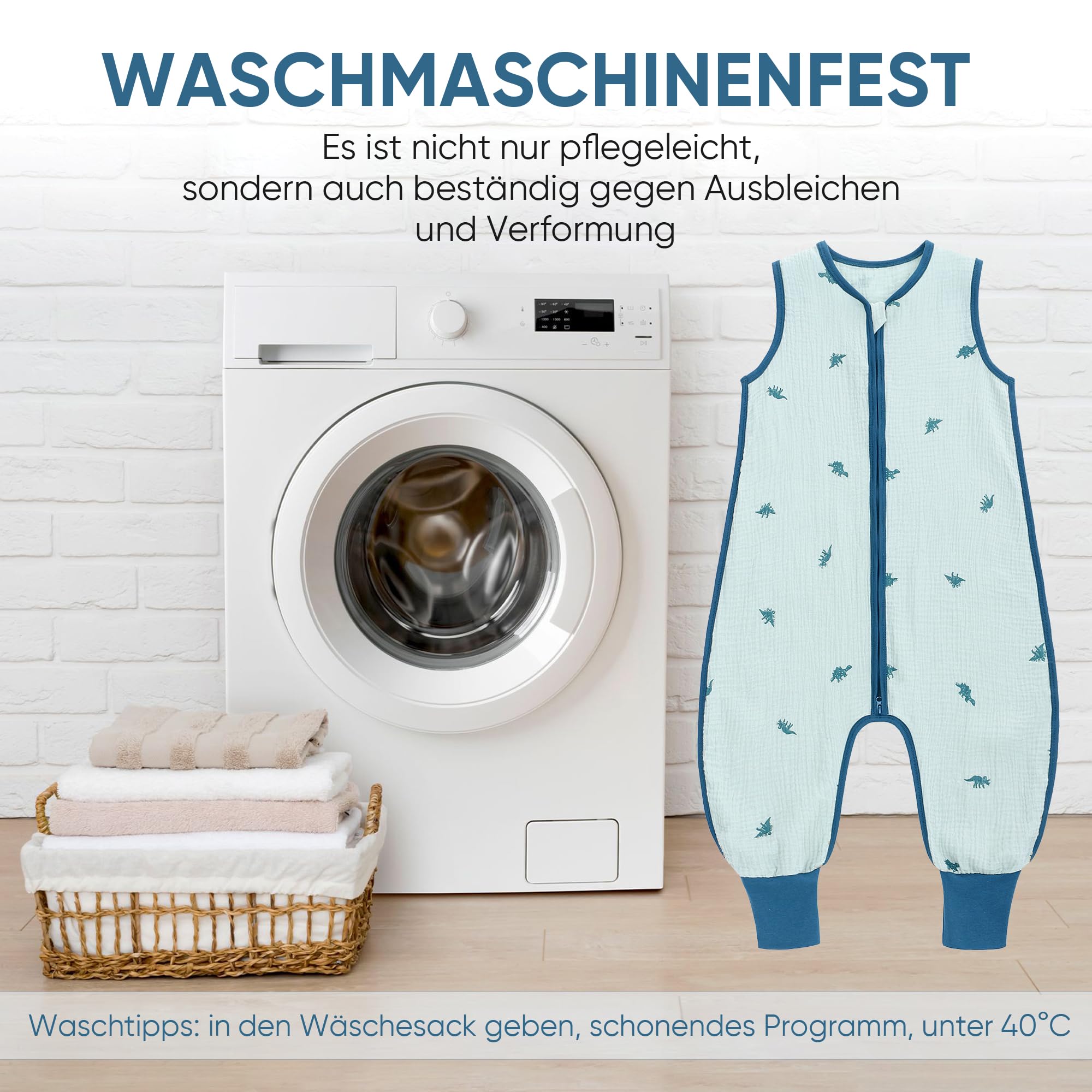 2er Pack Baby Schlafsack Sommer mit Füßen 0.5 Tog Sommerschlafsack 100% Baumwolle Musselin Atmungsaktiv für Jungen und Mädchen