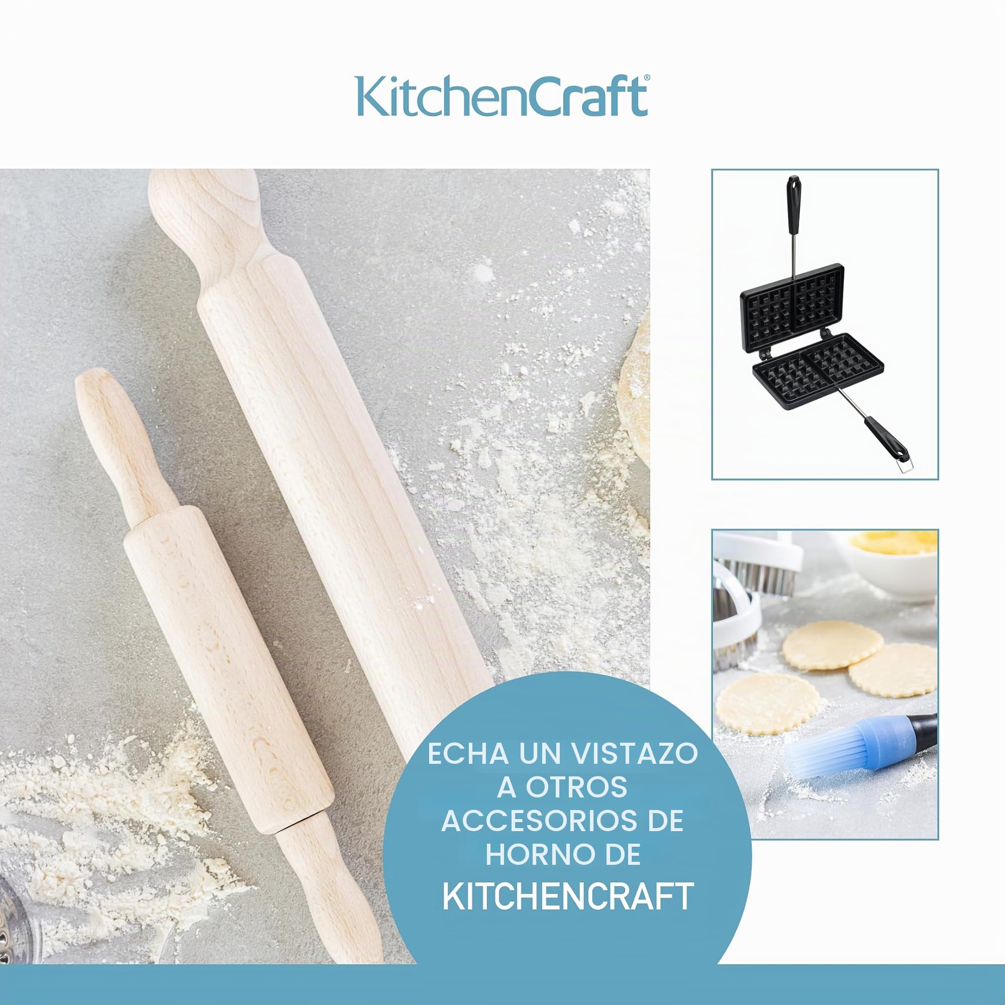 KitchenCraft Plancha para gofres con revestimiento antiadherente, plancha para gofres de cocina, sencilla y práctica, negra