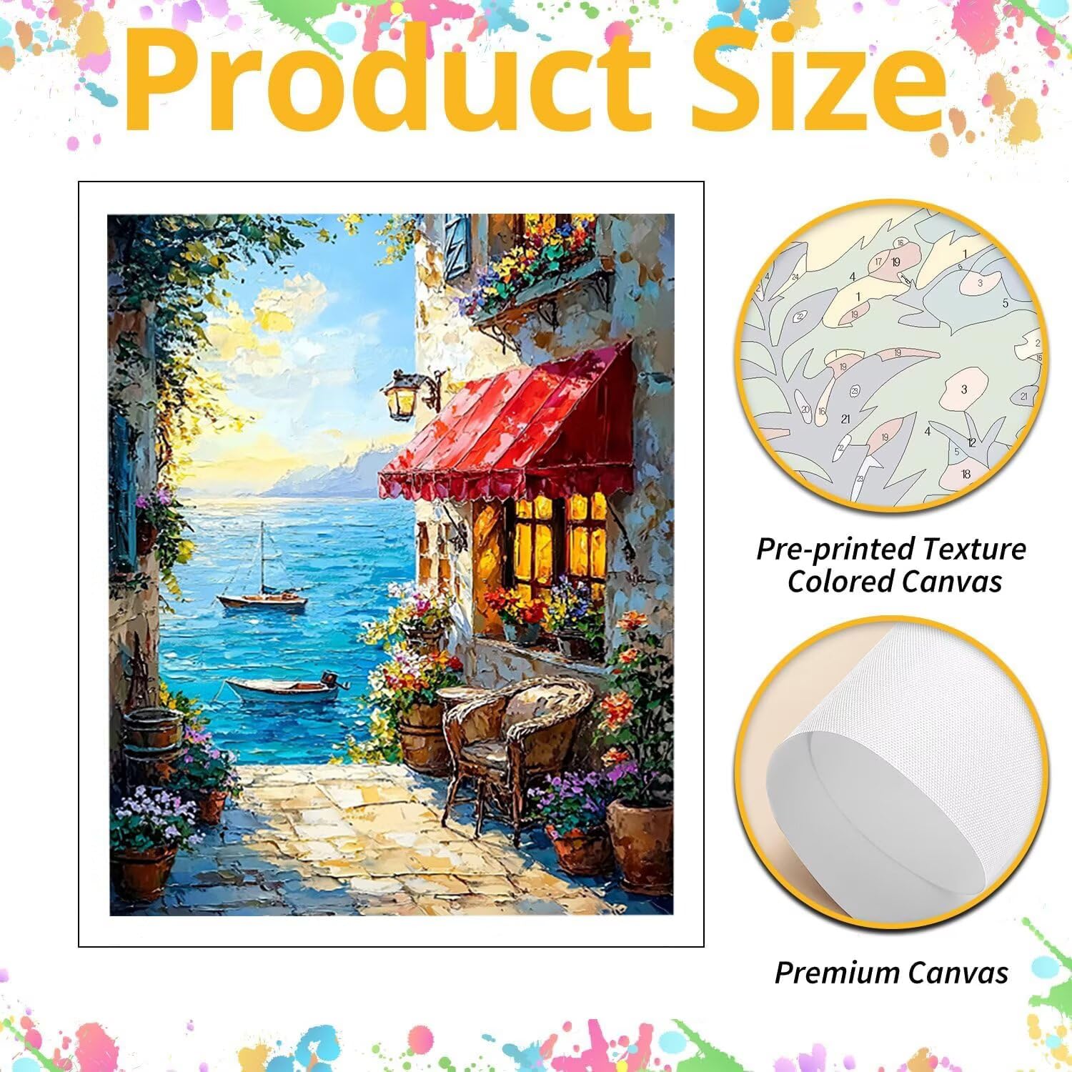 WEISHIWE Dipingere con i Numeri Adulti Casetta marina, 60x80cm s-301 | Paint by Numbers Kit con Pennelli e Acrilico Pigmento, Fai da te Olio La Pittura di Numeri Kit, Decora la Casa, senza Cornice
