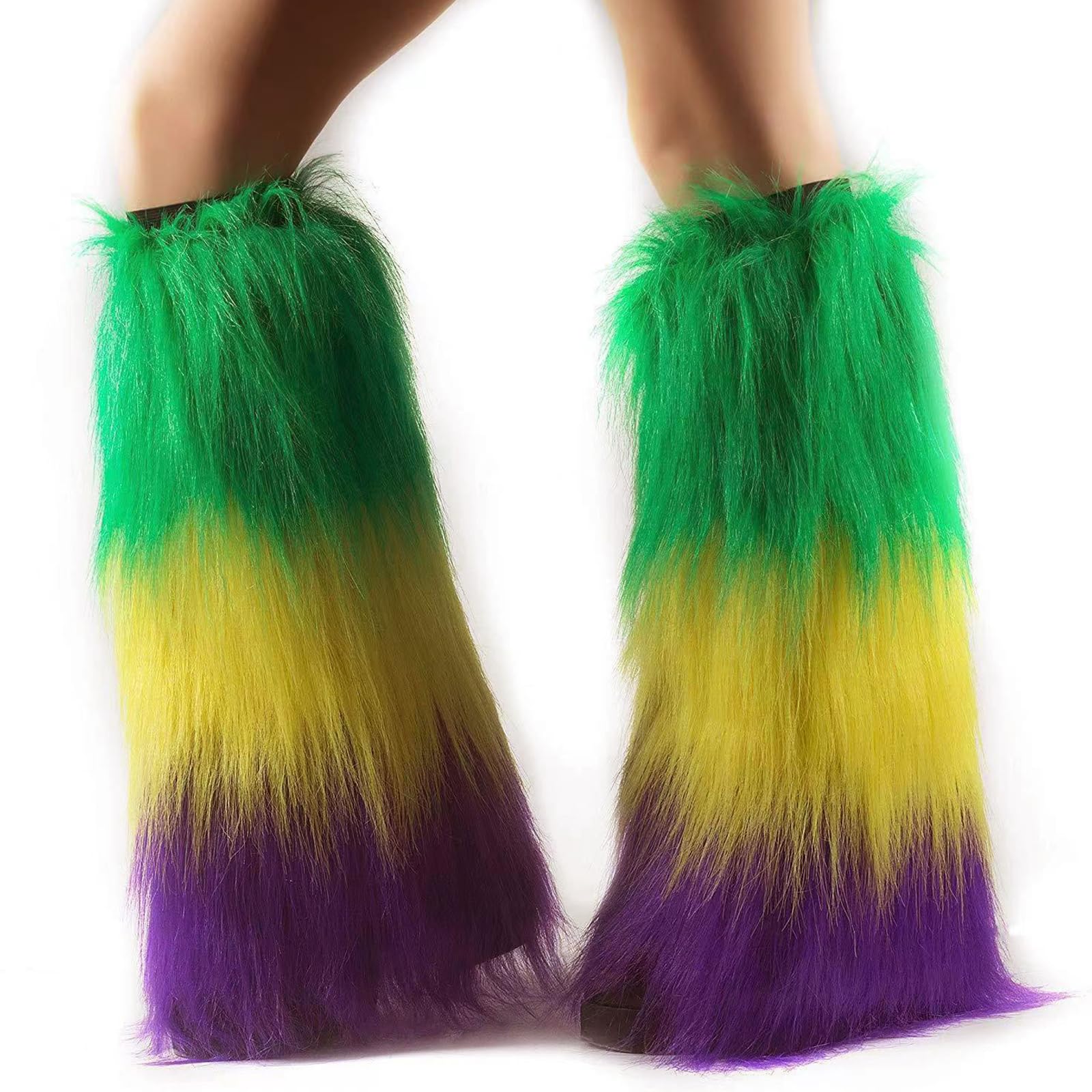 HACEOLHADA Mardi Gras Leg Warmers for Women, Purple Green