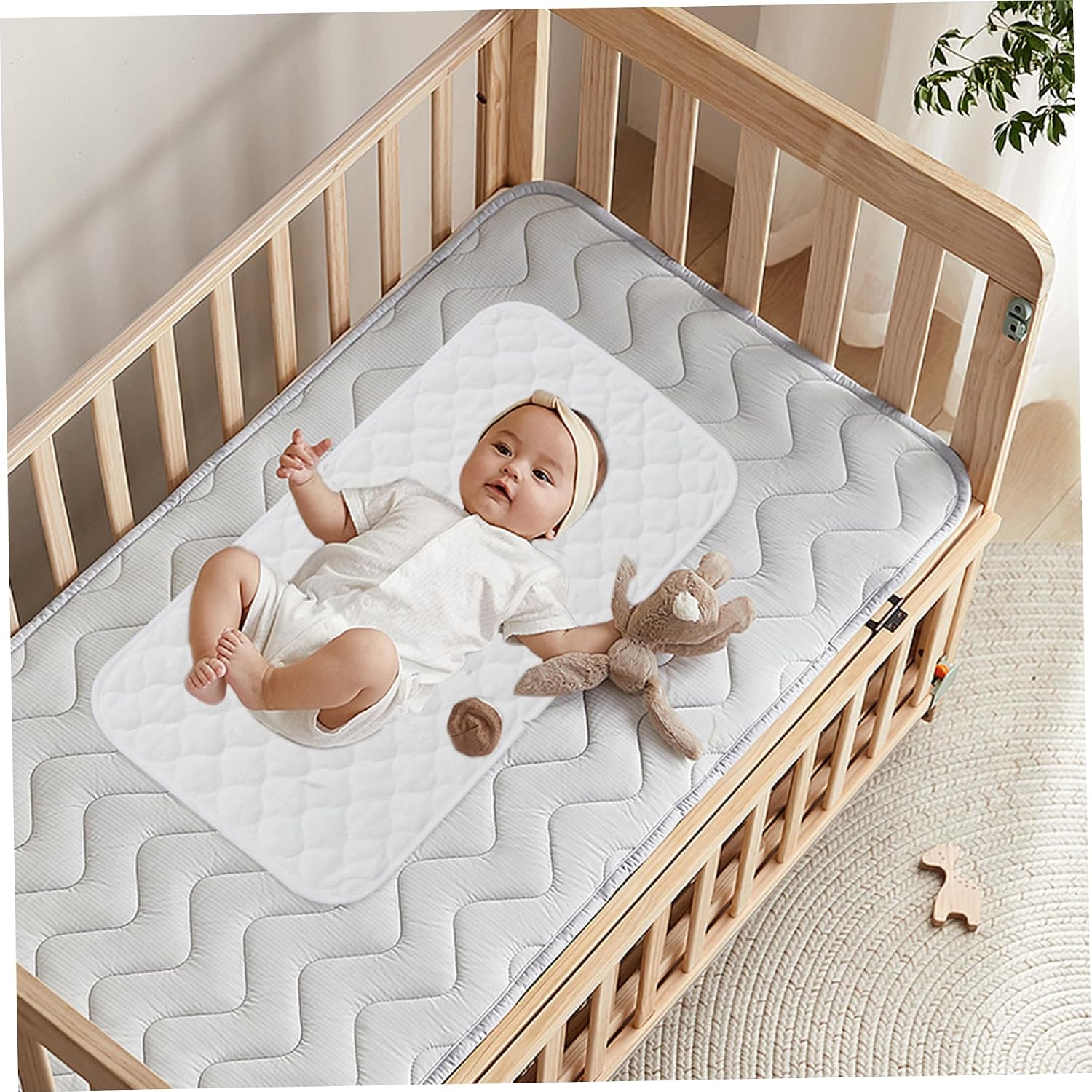 Diaper Changing Pad 3Pcs Waterproof Changing Mat 27x14'' Washable ＆ Reusable Cotton Travel Pad for Baby Lightweight & Foldable Station, Baby Shower image 2