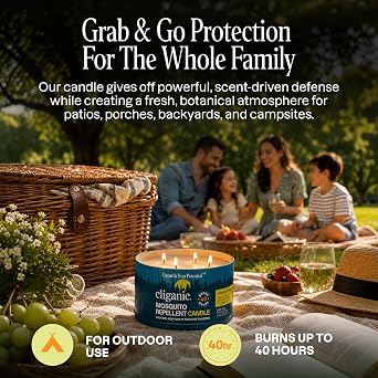 Cliganic Citronella Candles Outdoor, Mosquito Repellent DEET-Free, 22oz 2Pk