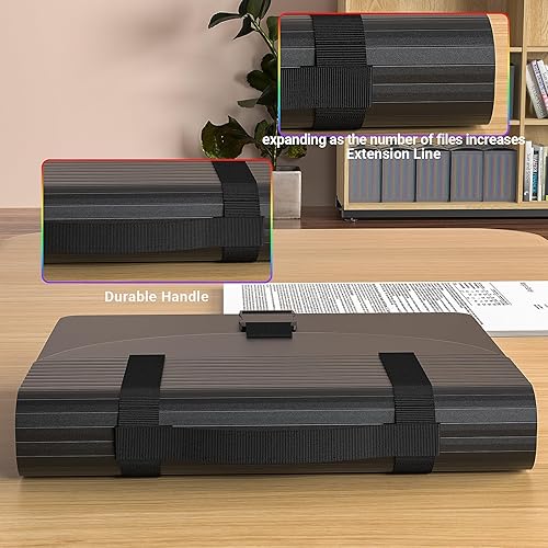 Miniatura 5 de Organizadores de archivos con asa, organizador de archivos de acordeón de 25 bolsillos, carpeta de archivos expandible portátil para recibos,