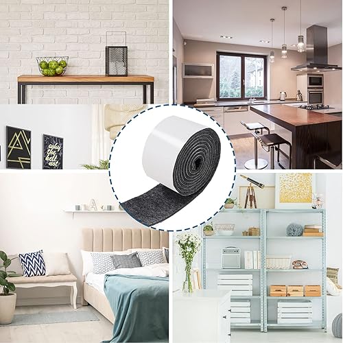 Vista 19 de Shappy Paquete de 2 tiras de fieltro con parte trasera adhesiva, rollo de cinta de fieltro, antideslizantes, autoadhesivas, para proteger suelos