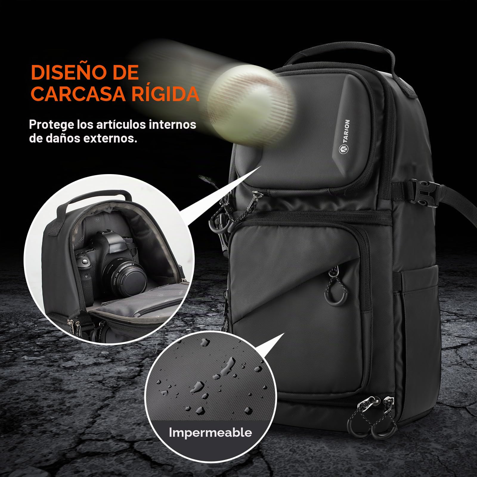 TARION Camera Sling Shoulder Bag - Photography Bag Backpack with Side Access Waterproof Raincover for DSLR SLR Mirrorless Cameras TR-S