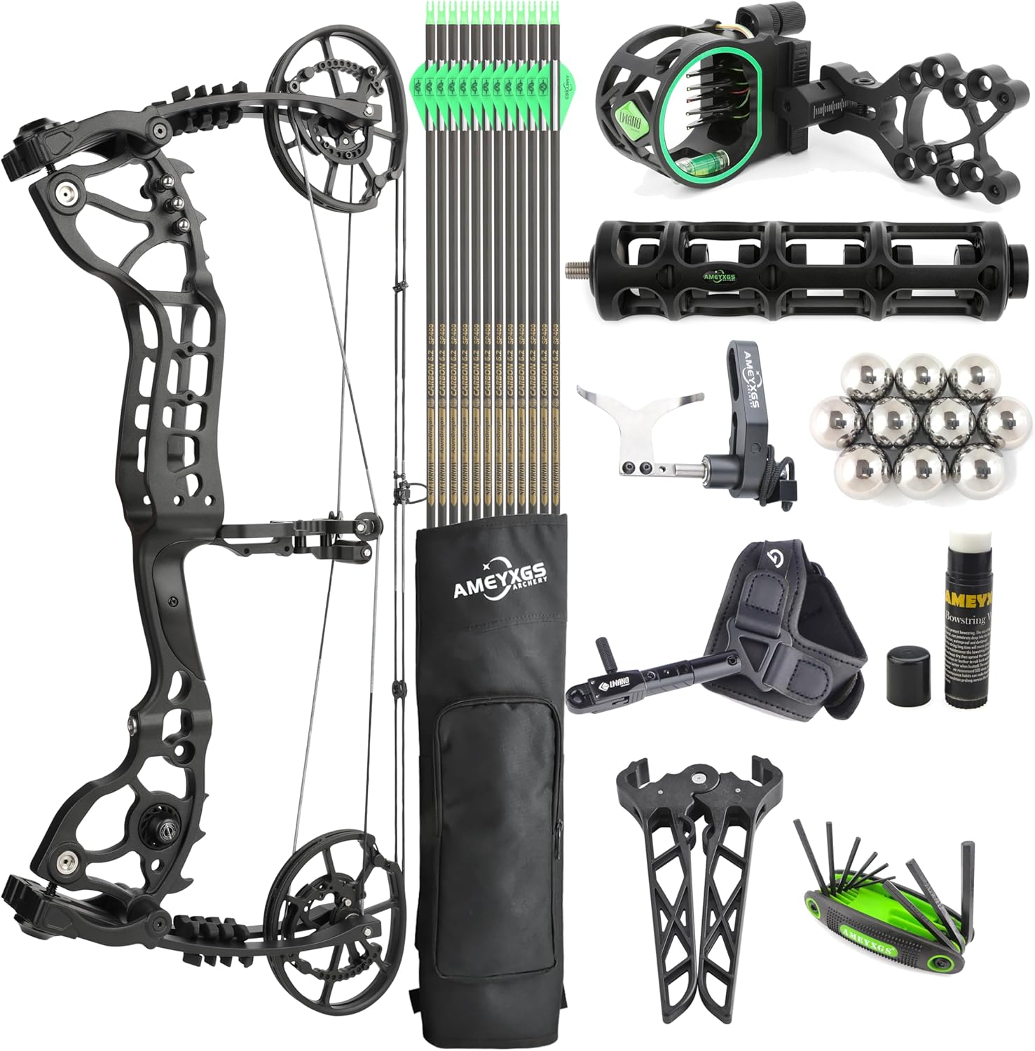 AMEYXGS Archery Compound Bow and Arrow Set | 20-70 LBS Adjustable Draw Weight | Arrow & Steel Ball Shooting | All-in-One Solution for Beginners to Pro Archers