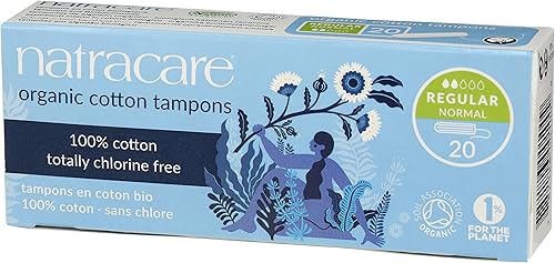 Miniatura 5 de Natracare Tampones de 100% algodón orgánico no aplicadores, regulares, totalmente libres de cloro, biodegradables y compostables (1 paquete, 20
