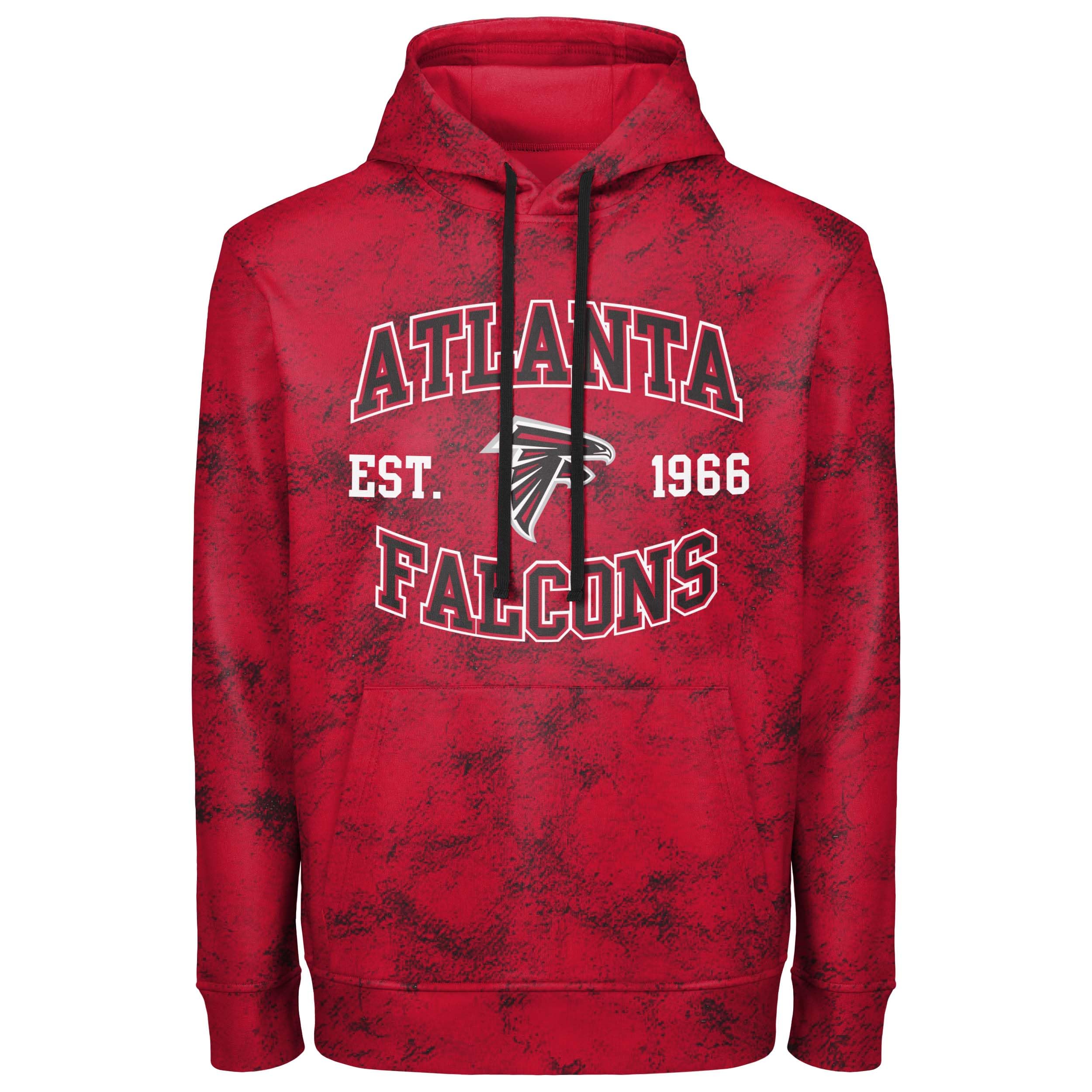 FOCO NFL Men's Officially Licensed Established Wordmark Camo Performance Throwback Team Color Pullover Sweatshirt Hoodie, Atlanta Falcons - Red, Small