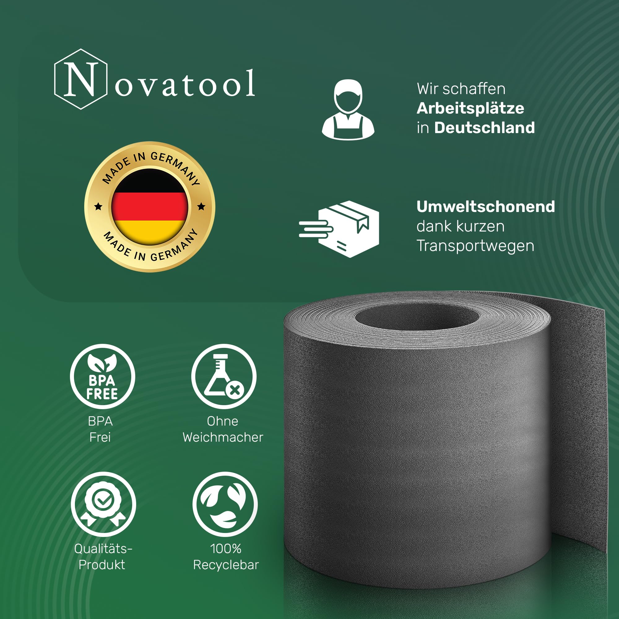 Novatool Taśma maskująca premium PP 26 m, do ogrodzenia z podwójnymi prętami, antracytowa, 10 rzędów, 1,1 mm, bardzo stabilna, odporna na promieniowanie UV, metalowe ogrodzenie, ochrona przed wzrokiem