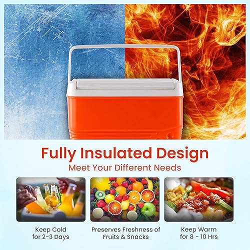 Miniatura 2 de Small Cooler Hard Shell, Ice Chest with Retractable Handle, Small Hard Cooler Box with 34 Day Ice Retention, Car Cooler for Picnic, Beach, Work &