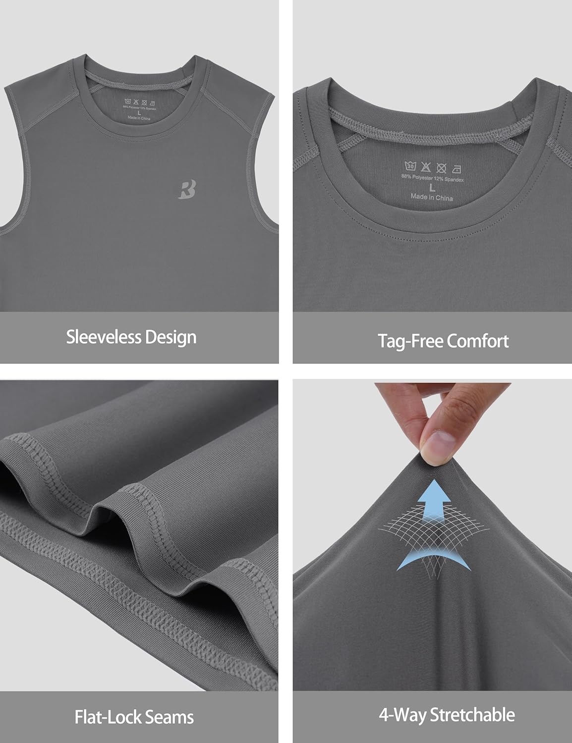 Roadbox Boys Sleeveless Compression Shirts, Youth Quick-Dry Football Undershirt, Athletic Tank Tops for Basketball Sports - Image 6