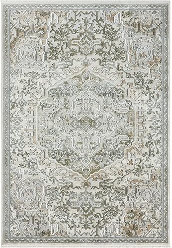 Miniatura 3 de Abani Savoy Collection - Alfombra de área, diseño vintage beigeverde, 6 x 9 pies, fácil de limpiar, duradera para niños y mascotas, no desprende