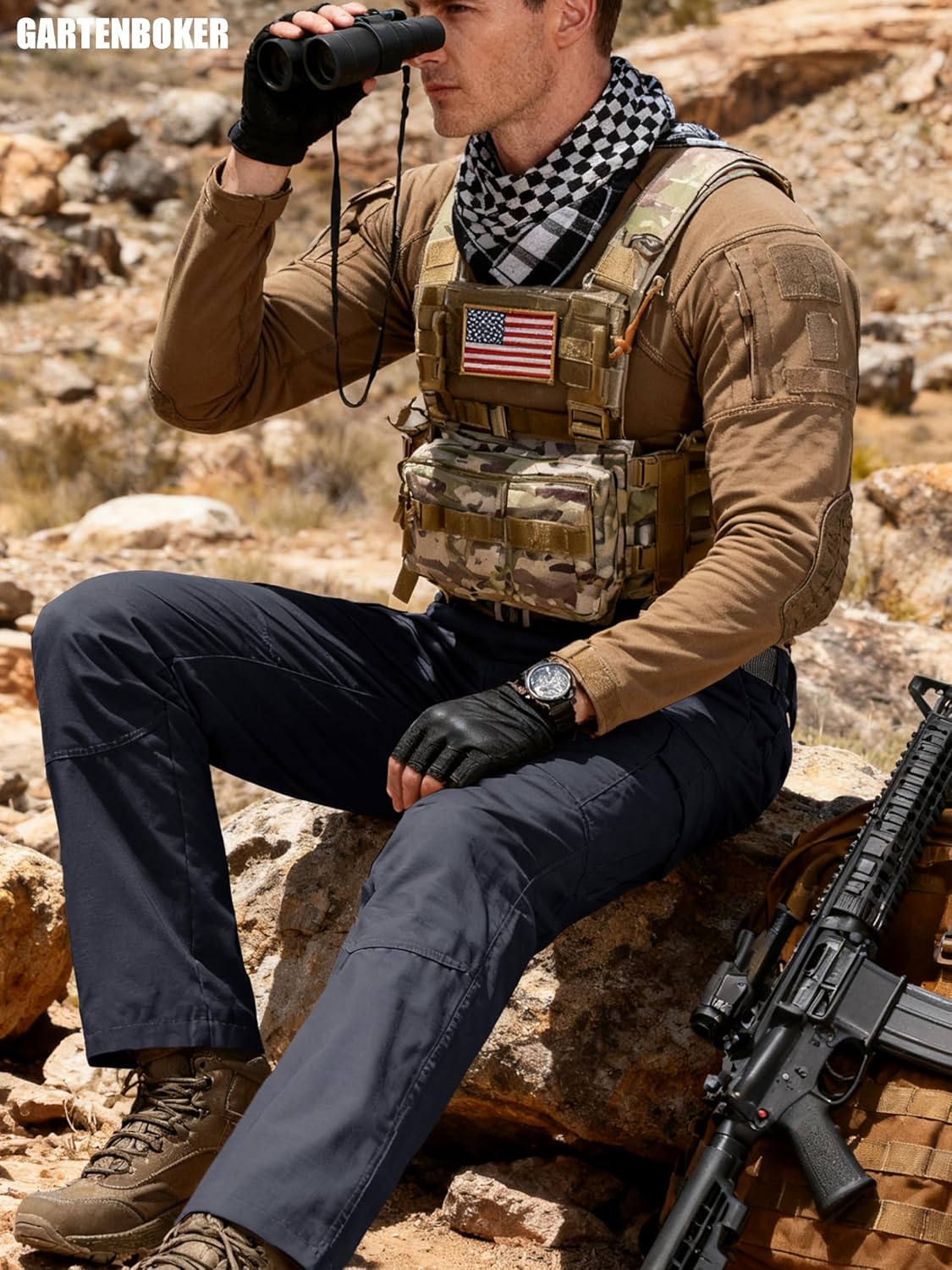 Men's Tactical Pants Lightweight Water Resistant Cargo Pants Flex Ripstop EDC Work Hiking Outdoor Pants