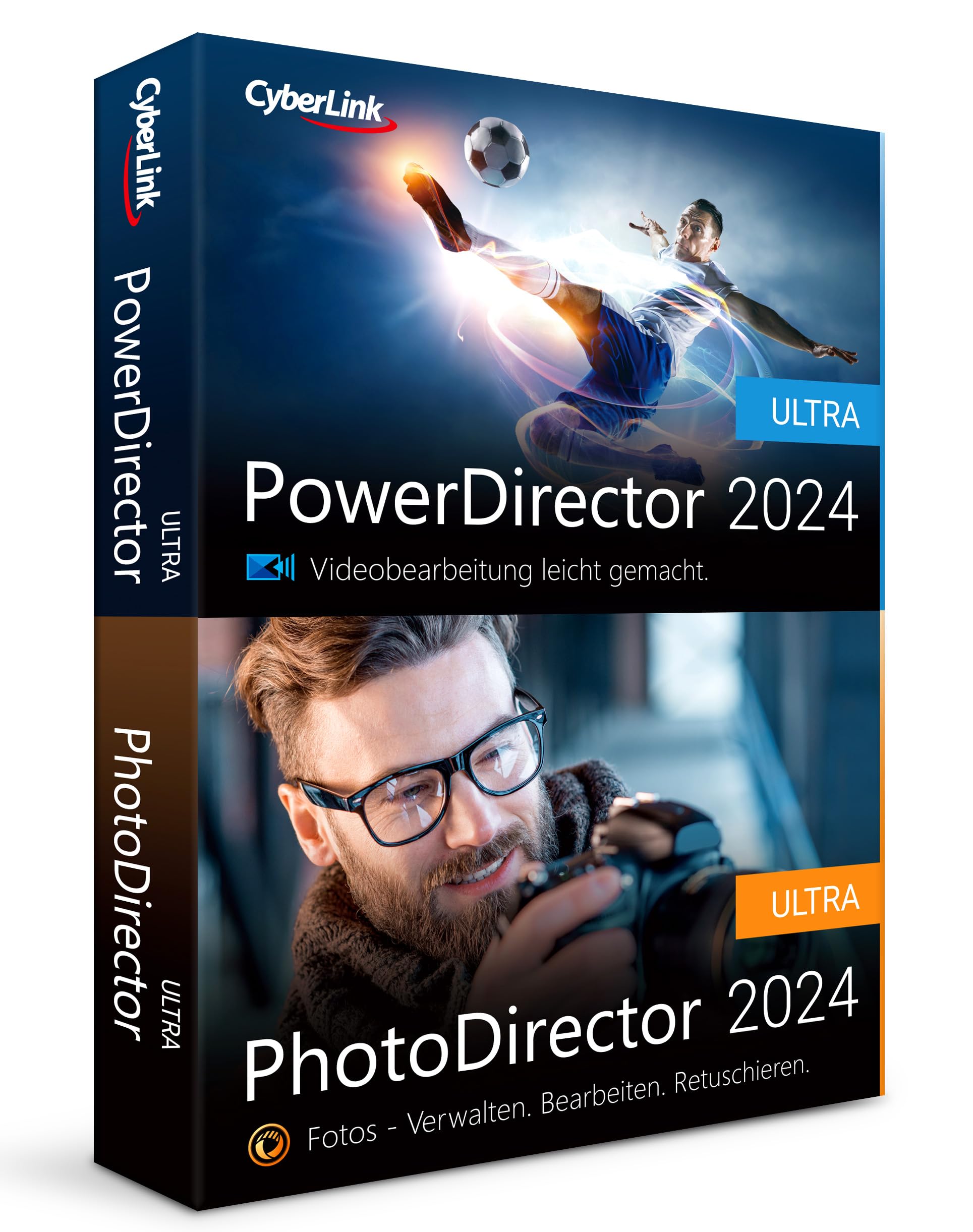 CyberLink PowerDirector 2024 Ultra & PhotoDirector 2024 Ultra Benutzerfreundliches Videobearbeitungsprogramm für PC mit Greenscreen Screen RecorderLeistungsstarkes Bildbearbeitungsprogramm [Box]