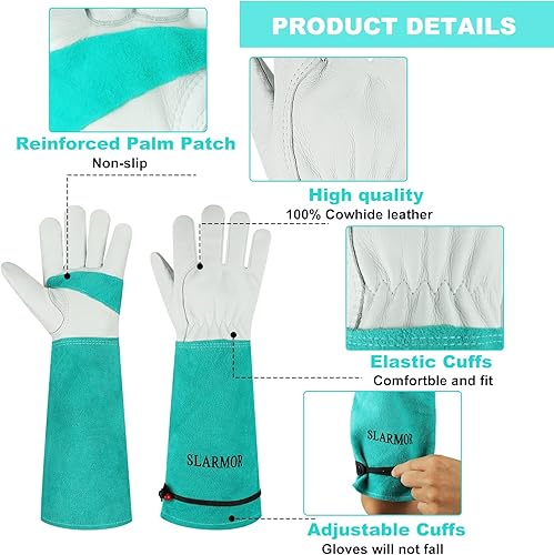 Miniatura 21 de Guantes largos de jardinería para mujeres y hombres, guantes de poda de rosas resistentes a prueba de espinas, tamaño M