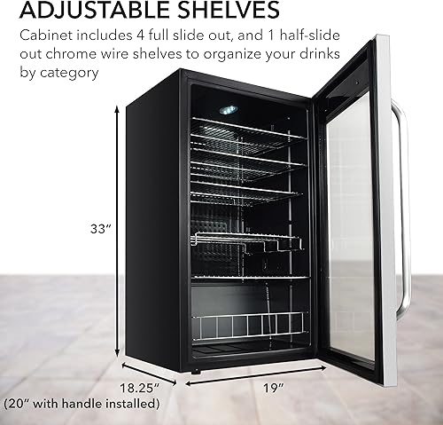 Vista 6 de Whynter - Refrigerador de bebidas con puerta de vidrio de doble capa, mini refrigerador de 136 latas, 3.4 pies cúbicos, con cerradura y control