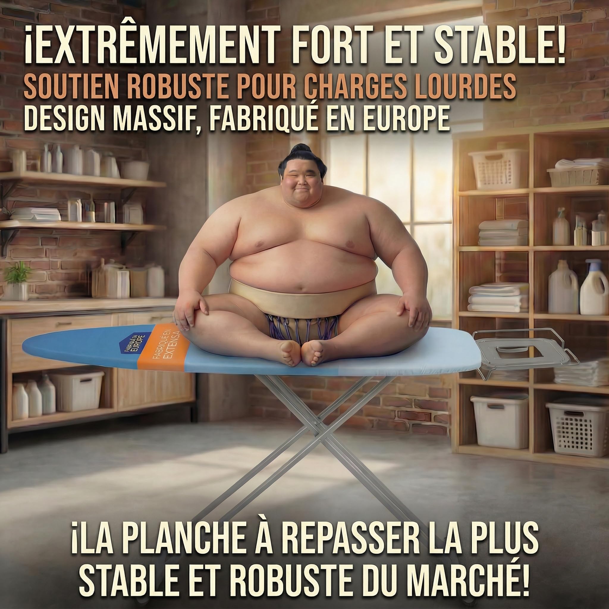 Table à Repasser XXL Grande Pliable Solide Planche Repasser pour Centrale Vapeur - 130x47cm Surface de Repassage - Fabriqué en EU
