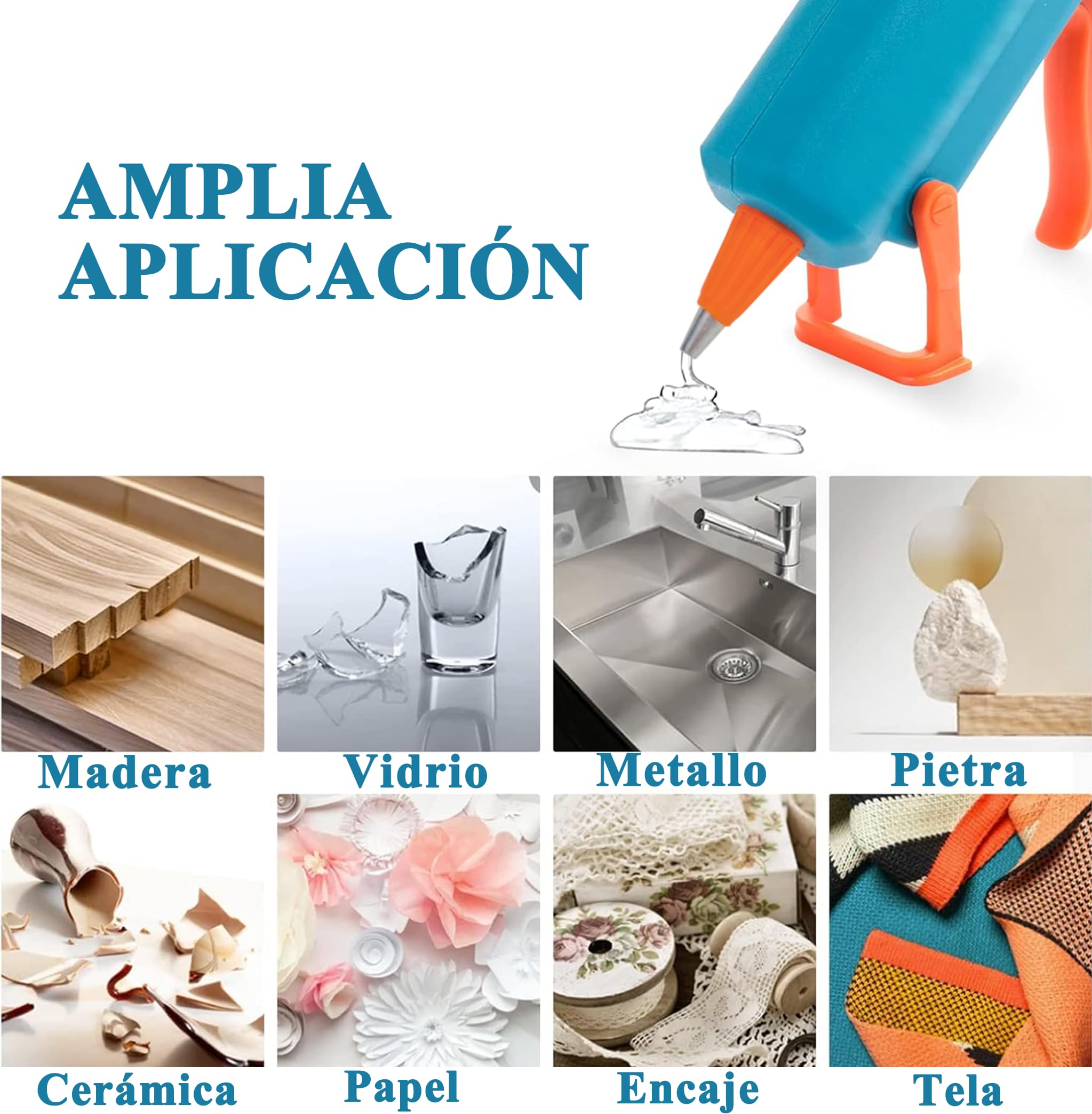 Pistola Silicona Caliente Tilswall 50W con 75pcs Pegamento Barras 7*130mm Pistola de Silicona Caliente, Pistola Silicona Manualidades Antigoteo para Arte, Reparaciones y en el hogar,Oficina y Escuela