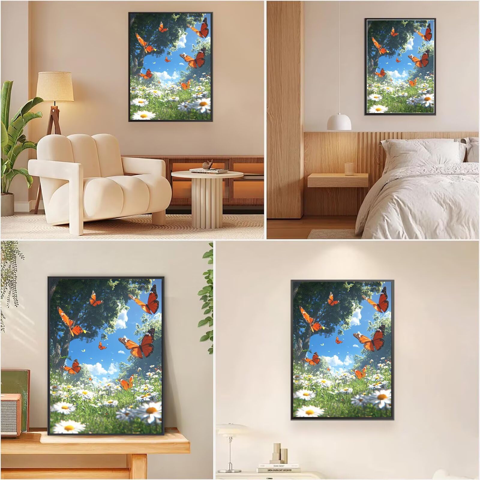 Diamond Painting Erwachsene Schmetterling Diamond Painting Gänseblümchen Muster DIY Set Erwachsene Anfänger, Vollbohrer Diamanten Malerei Bastelset für Zimmer Wand Deko Schlafzimmer 90x120cm, Model653