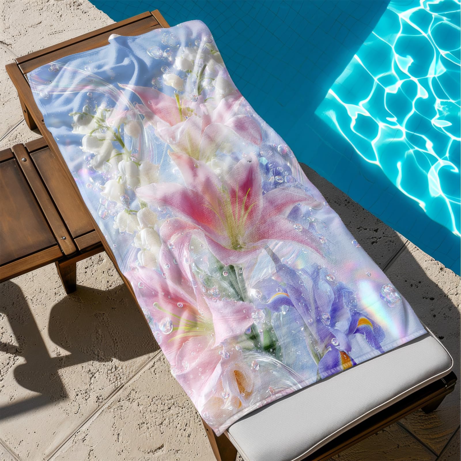 Générique Serviette Microfibre Plage Fleurs Roses
