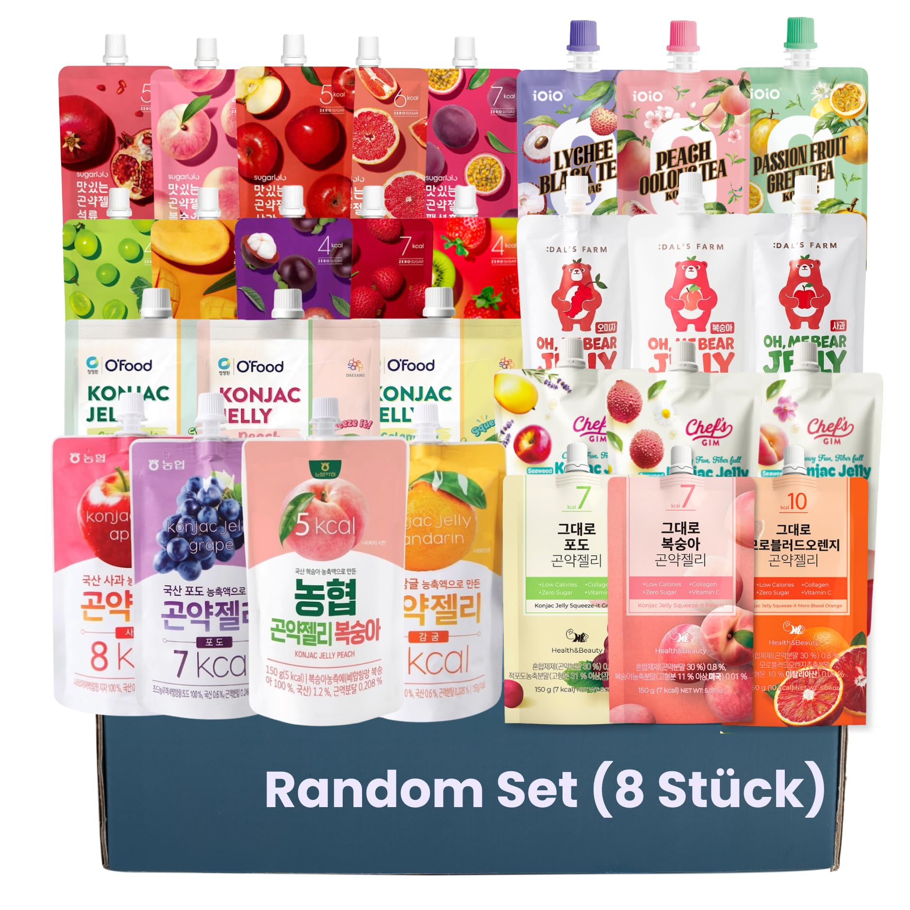 EasyCookAsia Konjac Getränk | 8er Mix Set mit zufälligen Sorten | Kalorienarm, zuckerfrei, vegan & ballaststoffreich | Gesunder Snack für Diät, Sport & Alltag | Sättigend & lecker | ungekühlt haltbar