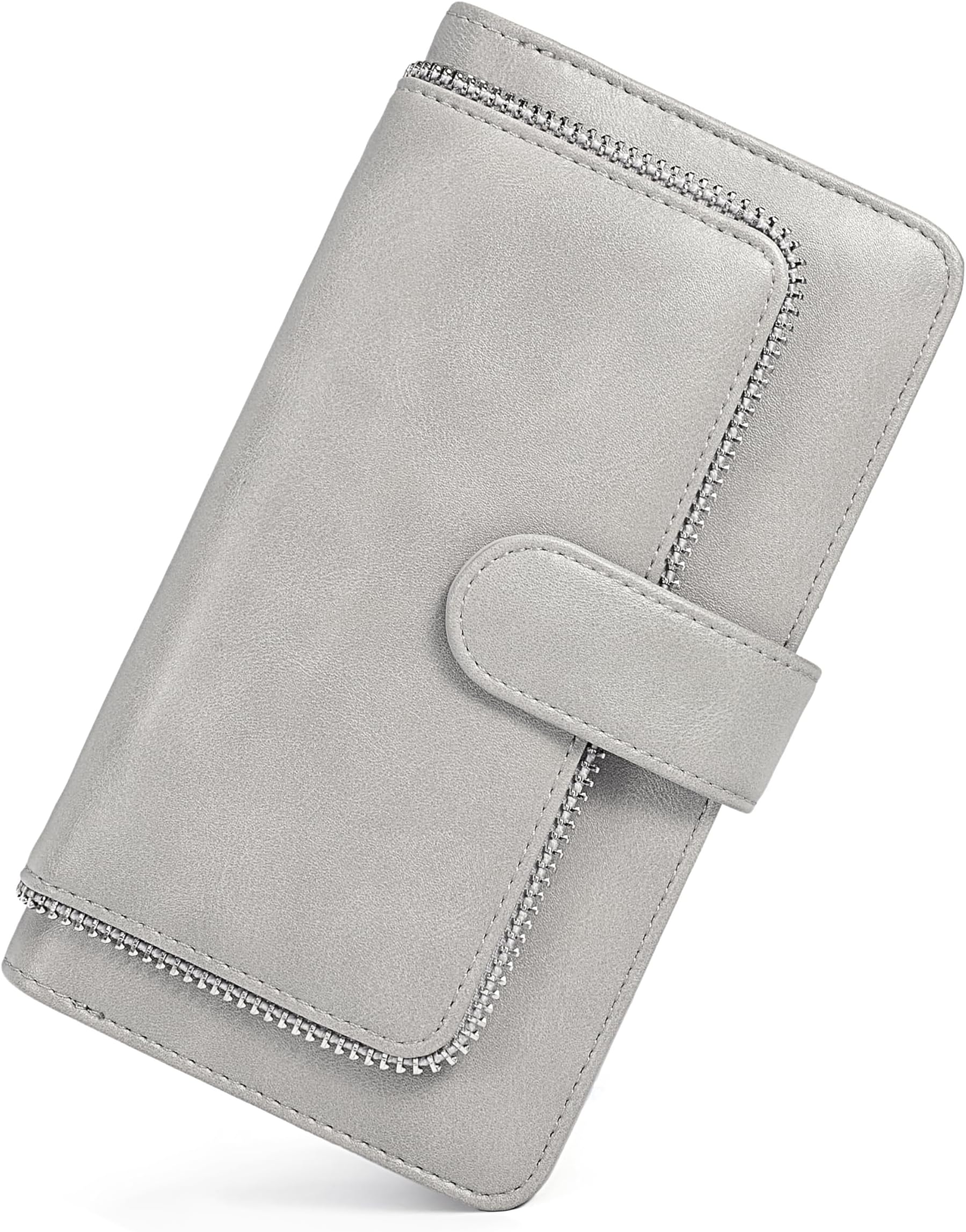 UTO Wallet Women Vegan Leather Wristlet Snap Long Purse Credit Card Holder Elegant Clutch