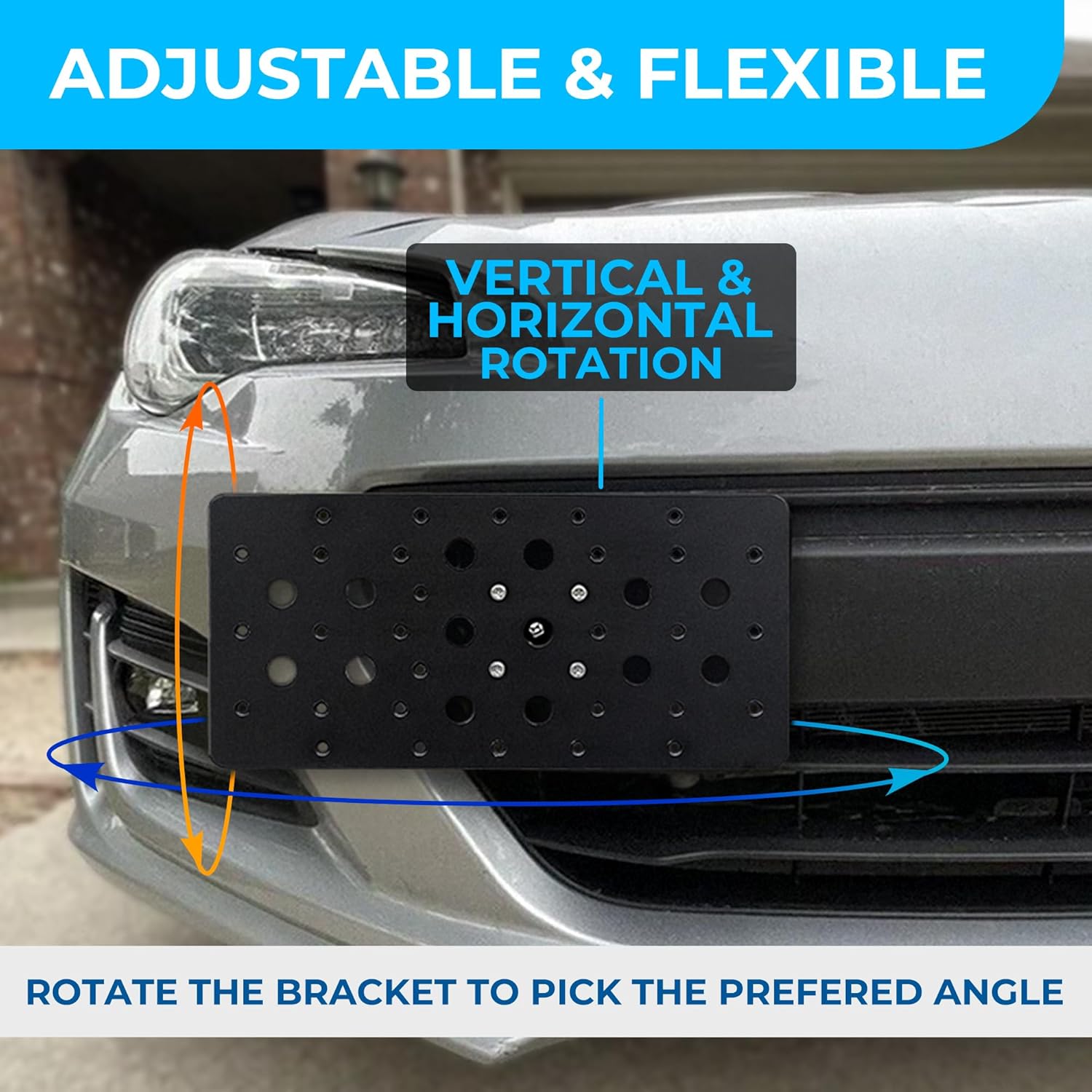 Front Bumper Tow Hook License Plate Mount Bracket for Subaru BRZ Scion FR-S 2017-2023 , Plate Holder Set w Unique Screw Bolts & Black Screw Caps, License Tag Mounting Kit, Car Accessories