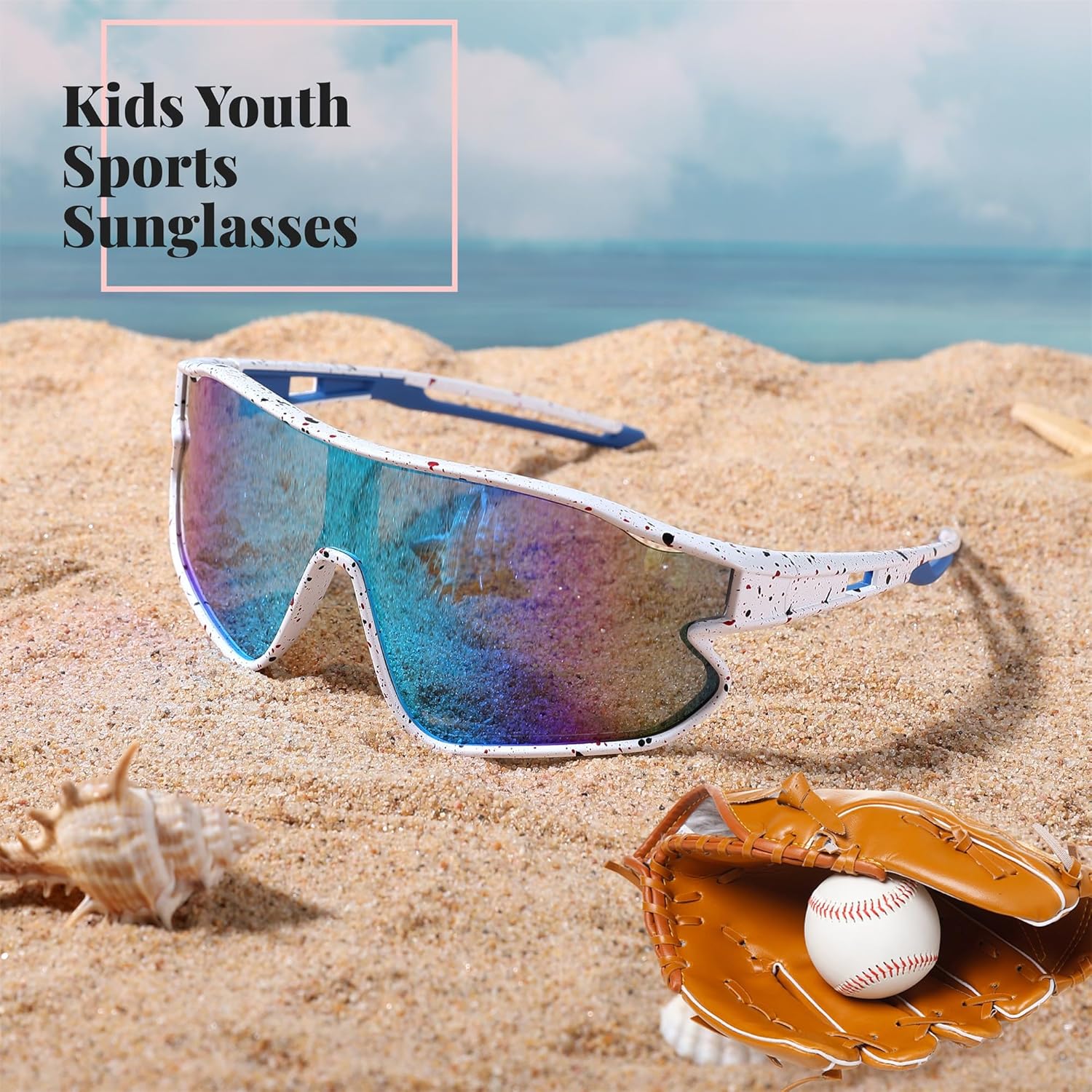 FEISEDY Unisex Youth Sunglasses, Teens Baseball Tennis Sunglasses, UV400 Sports Boys Girls Cycling Shades B4064