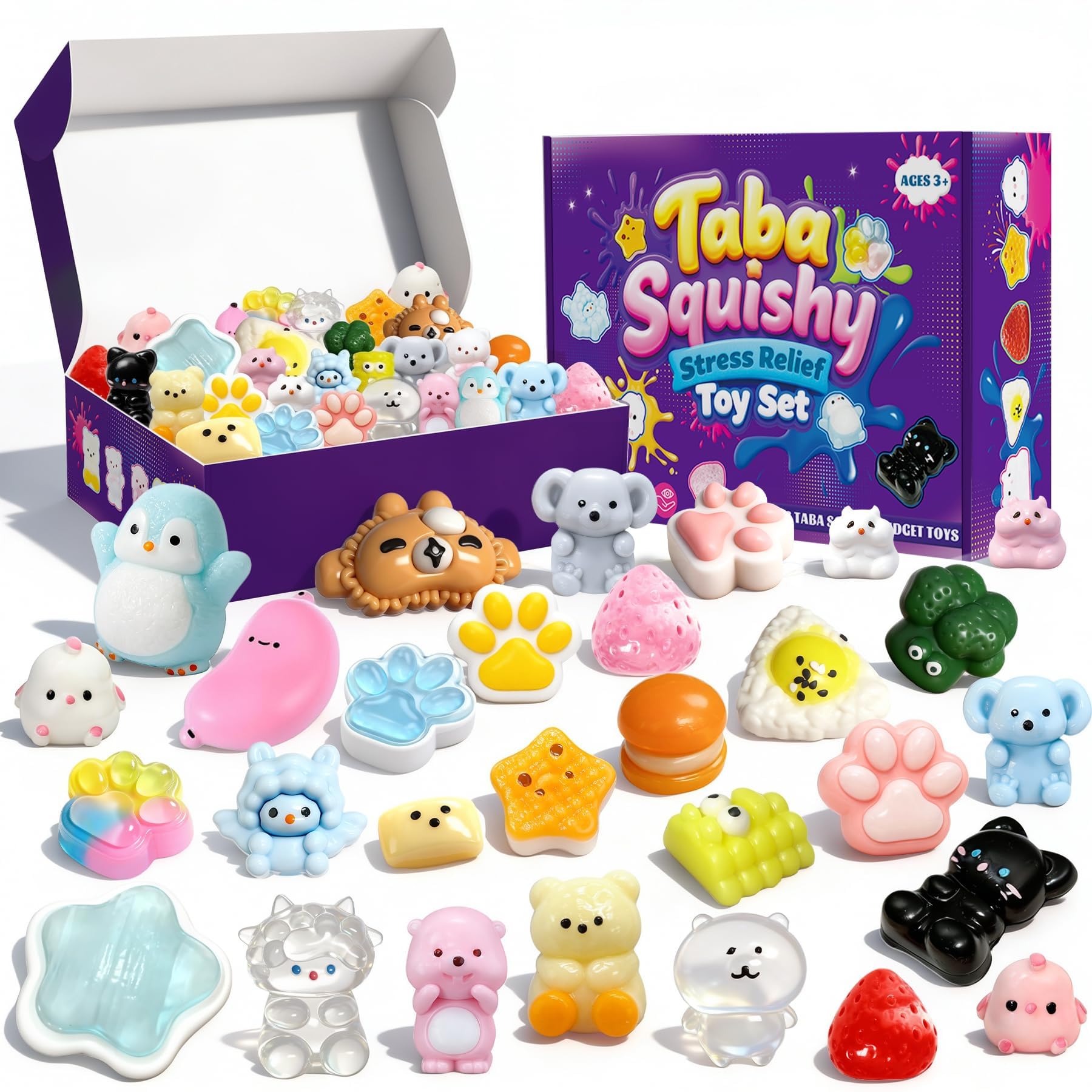 ミニスクイーズ タバスクイーズ Amazon.com: 30Pcs Mini Taba Squishies Kit Fidget Toys, Include