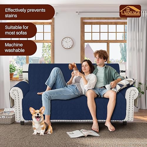 Miniatura 7 de XINEAGE Fundas 100% impermeables para sofá biplaza, fundas de sofá biplaza, lavables, 2 cojines, aptas para mascotas, protector de sofá biplaza para