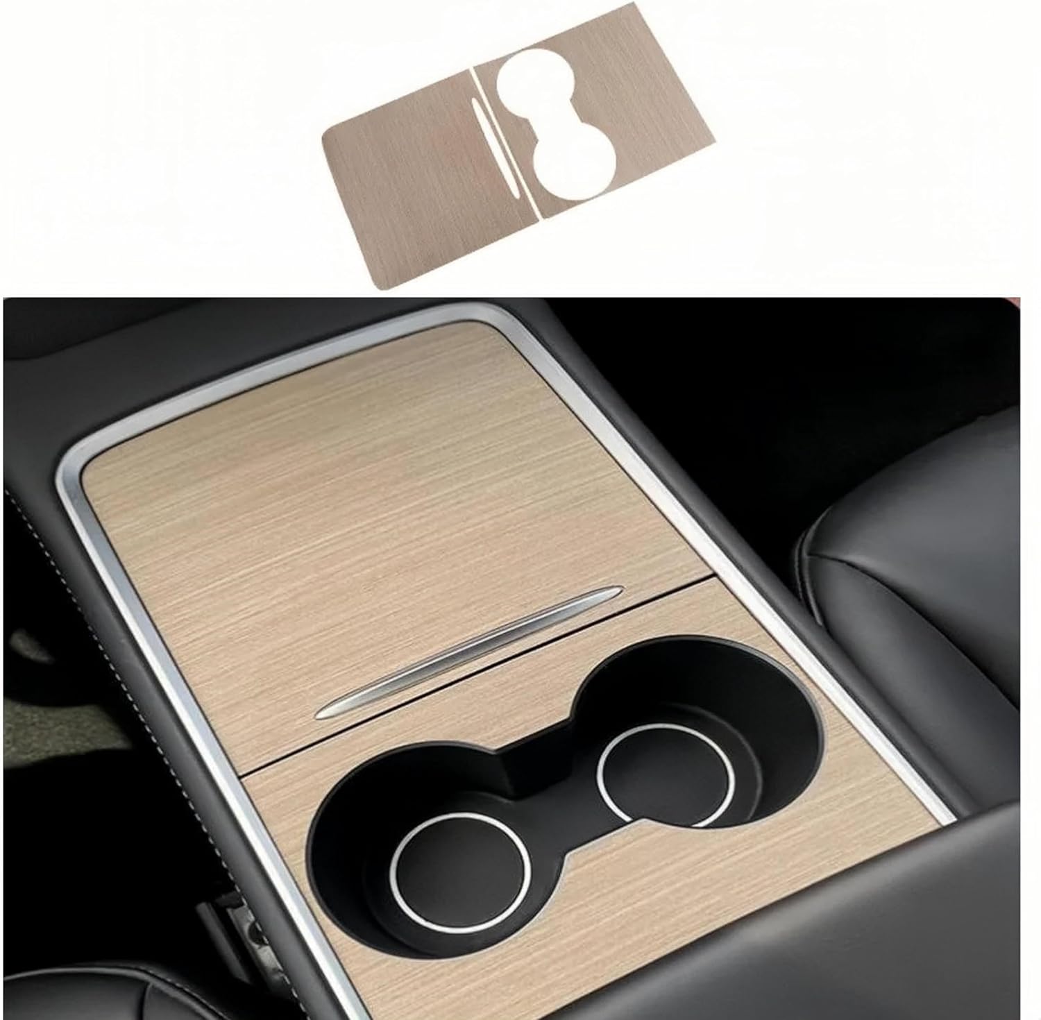 frani Center Console Wrap (Wooden Edition) Designed for Tesla Model 3/Y 2021-2025,Tesla Center Console Cover for Model 3/Y(Not for Model 3 Highland 2024-2025) M3(21-23)/MY(21-25) Wood