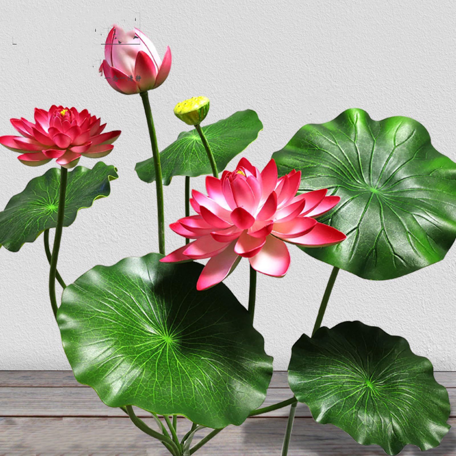 8 grandes feuilles de lotus artificielles vertes avec tiges pour décoration de mariage