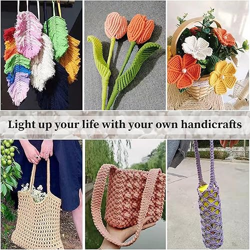 Miniatura 6 de JeogYong - Cordón de macramé de 0.157 pulgadas, cuerda natural de 4 hebras de algodón trenzado de 4 hebras para colgar en la pared, colgar plantas,